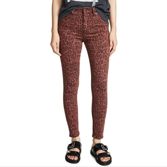 Joes Jeans Rust Colored Cheetah Print the Charlie High Rise skinny Ankle Jean 24 - Picture 1 of 8